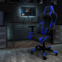 Flash Furniture CH-187230-BL-GG X30 Gaming Chair Racing Office Ergonomic Computer Chair with Reclining Back and Slide-Out Footrest in Blue LeatherSoft